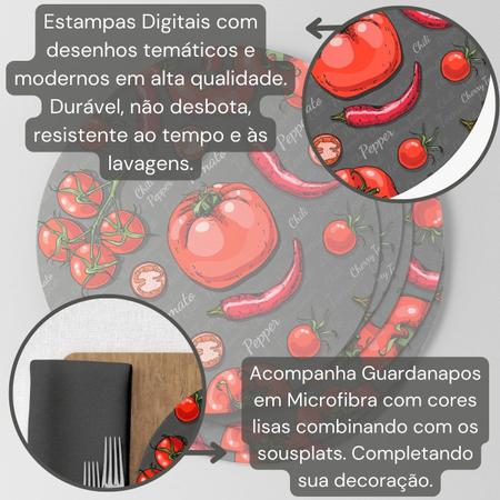 Imagem de Kit Capa de Sousplat Estampado com Guardanapos Mesa Posta Jogo Americano 08 Lugares - Decoração Cozinha