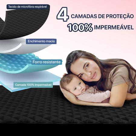 Imagem de Kit Capa Impermeável Protetora para Colchão Supe King + 02 Protetor Impermeável para Travesseiro - 4 Camadas de Proteção