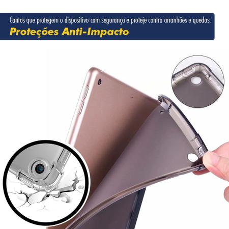 Imagem de Kit Capa Ipad Air 2 2014 A1566 A1567 Tela 9.7 Smart Porta Pencil Emborrachada Case Preta + Pelicula