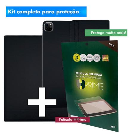 Imagem de Kit Capa Ipad Pro 12.9 4ª Geração 2020 Case Couro Giratória Anti Impacto + Pelicula HPrime Premium