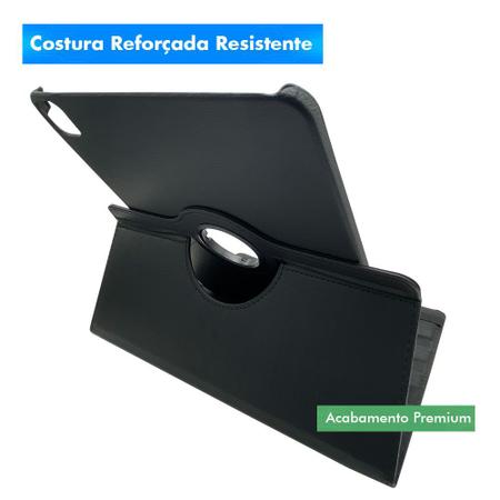 Imagem de Kit Capa Ipad Pro 12.9 4ª Geração 2020 Case Couro Giratória Reforçada Acabamento Premium + Pelicula