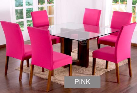 Imagem de Kit Capa para Cadeira Lisa com Estofado 04 Peças - Pink