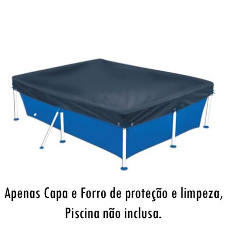 Imagem de Kit Capa Para Piscina 1.000 Litros + Forro De Proteção Limpeza