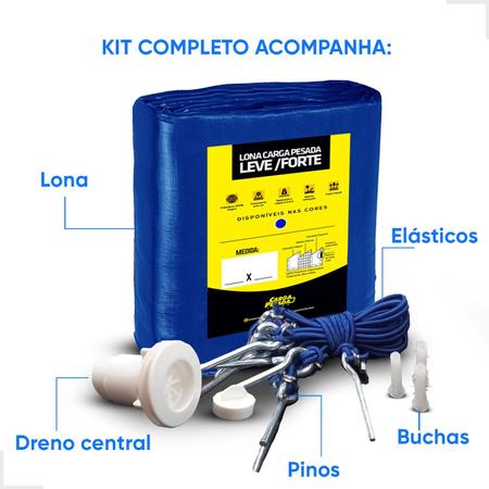 Imagem de Kit Capa para Piscina 10 em 1 Proteção Azul 300 Micras 2x2