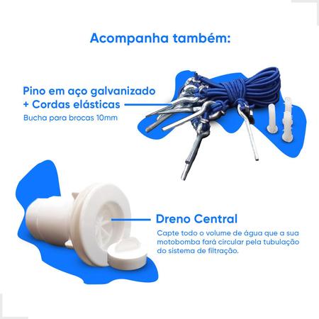 Imagem de Kit Capa para Piscina 10 em 1 Proteção Azul 300 Micras 3x4 / 4x3