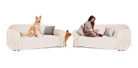 Imagem de Kit Capa Para Sof De 3 E 4 Lugares Em Brim Peletizado Conforto Durabilidade Pets Cachorro