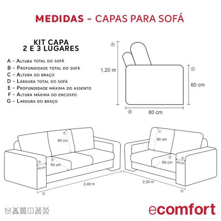 Imagem de Kit Capa Para Sofa 2/3 Lugares 21 Elasticos Varias Cores
