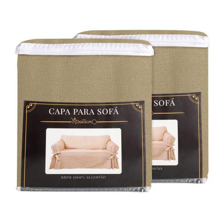 Imagem de Kit Capa Para Sofá De 3 E 4 Lugares Em Brim Peletizado Confortável Luxo Macia Resistente Sala de Estar