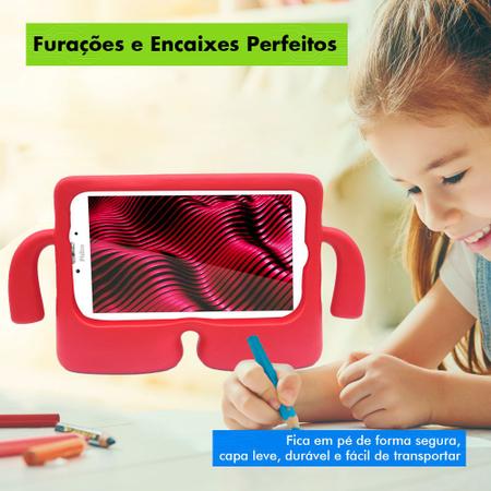 Imagem de Kit Capa Tablet Philco 7 Ptb7rrg Tela 7 Polegadas Infantil Macia Resistente Anti Impacto + Pelicula