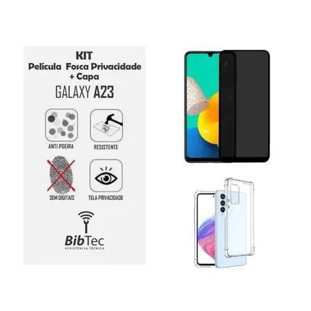 Imagem de Kit Capa Transparente + Película Cerâmica Fosca Privacidade para Samsung Galaxy A23