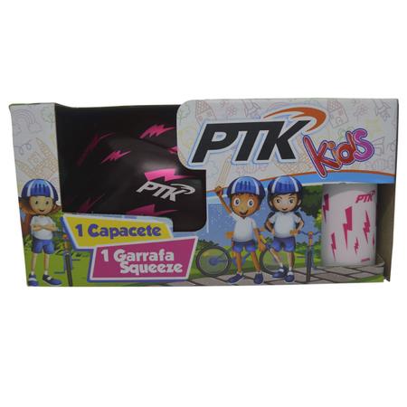 Imagem de Kit Capacete Ciclismo Kids Raio + Garrafa Squeeze 250ml Rosa