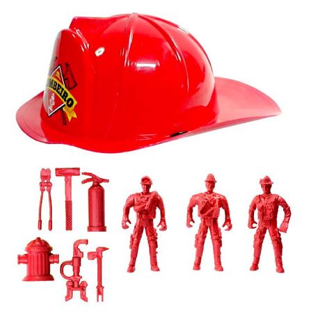 Imagem de Kit Capacete de Bombeiros com Bonecos Ferramentas e Acessórios