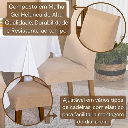 Imagem de Kit Capas de Cadeira Jantar Lisa Ajustável com Elástico 08 Peças - Protetora Moderna Para Cozinha Malha Gel Helanca