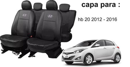 Imagem de Kit Capas de Couro Hyundai HB20 2015 + Capa de Volante + Chaveiro Hyundai