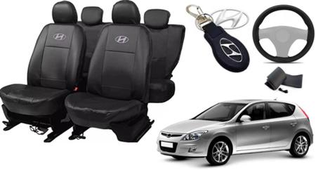 Imagem de Kit Capas de Couro Hyundai i30 2011 + Capa de Volante + Chaveiro Hyundai