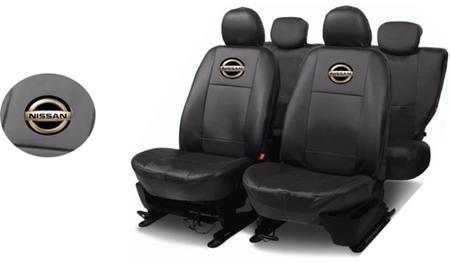 Imagem de Kit Capas de Couro Nissan Kicks 2020 + Capa de Volante + Chaveiro Nissan