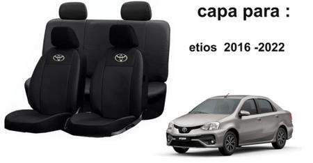 Imagem de Kit Capas de Couro Toyota Etios 2019 + Capa de Volante + Chaveiro Toyota