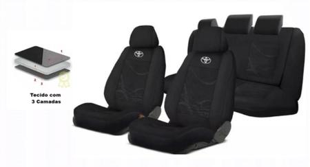 Kit Capas Personalizado Estofado Tecido Etios 12-16 + Volante + Chaveiro - Iron Tech Imagem de Kit Capas Personalizado Estofado Tecido Etios 12-16 + Volante + Chaveiro