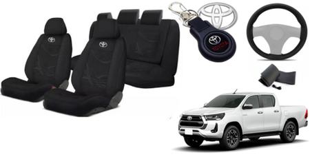 Imagem de Kit Capas Personalizado Estofado Tecido Hilux 2019-24 + Volante + Chaveiro