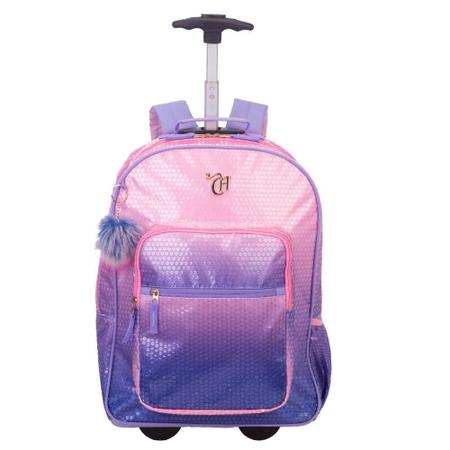 Imagem de Kit Capricho Lantejoula Mochila De Rodas + Lancheira + Estoj