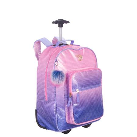 Imagem de Kit Capricho Lantejoula Mochila De Rodas + Lancheira + Estoj