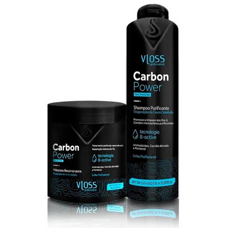 Imagem de Kit Carbon Shampoo E Máscara, Carvão Ativo Para Fios Fortes