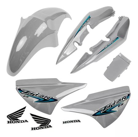 Kit Carenagem Completa Titan 150 Prata 2007 Es com Adesivos - PRO TORK Imagem de Kit Carenagem Completa Titan 150 Prata 2007 Es com Adesivos