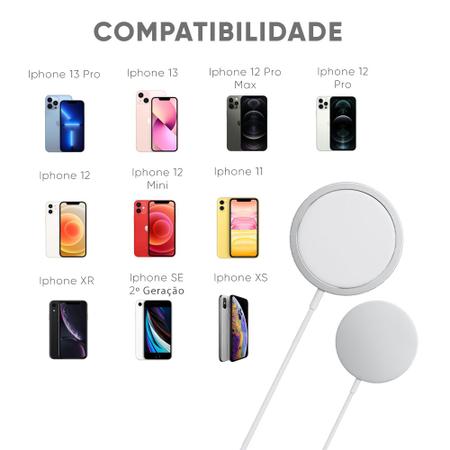 Imagem de Kit Carregador Magnético Sem Fio + Carregador USB-C 20W Compatível Iphone 12 e 13 Mag-Safe 15W Com Imã