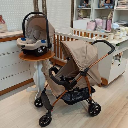 Imagem de Kit Carrinho Bebe Travel System Passeio Berço Até 15Kg Modelo Ecco Burigotto + Bebe Conforto + Base Automotiva Carro