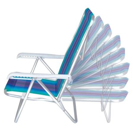 Imagem de Kit Carrinho de Praia + 2 Cadeiras 8 Posicoes Aluminio + Caixa Termica 34 Lts Azul  Mor 