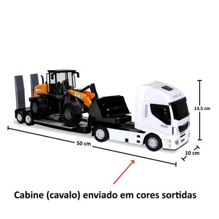 Kit Caminhão De Brinquedo Carreta Basculante + Tora Madeira