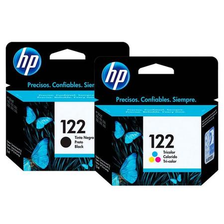 Imagem de Kit Cartucho HP 122 Preto Original + Cartucho HP 122 Colorido Original