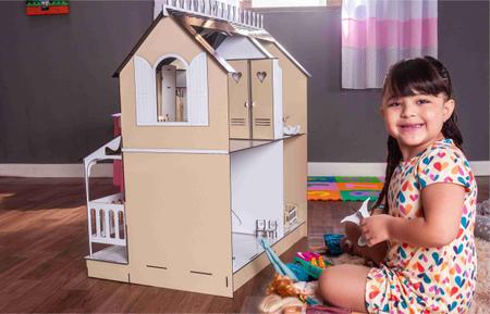 Imagem de Kit Casa Bonecas Barbie E Móveis Lian  Crem A+A - Darama