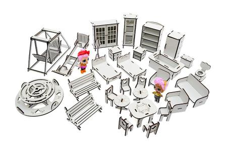 Imagem de Kit casa de bonecas com 29 moveis para mini bonecas cindy princesa - darama