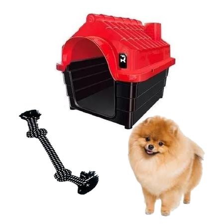 Imagem de Kit Casa Pet Plástica N1 Médio + Corda Trança Colorida 26 Cm