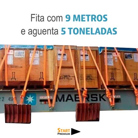 Imagem de  Kit Catraca + Cinta Amarração 5 Toneladas 9 Metros Com Rabicho J Linha Premium