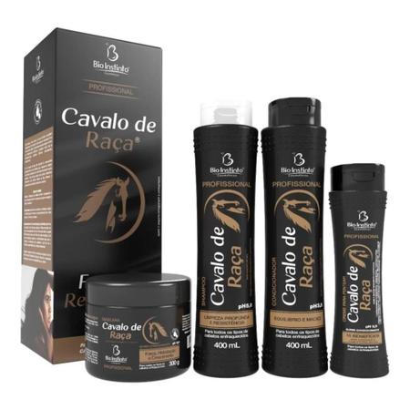 Imagem de Kit Cavalo De Raça Bio Instinto shampoo  mascara  condicionador leavein crescimento capilar antiqued