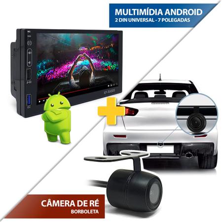 Imagem de Kit Central Multimídia Android + Câmera de Ré Fiat Punto 2008 2009 2010 2011 2012 2013 2014 Bluetooth USB 7 Polegadas