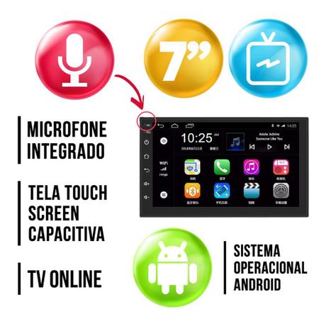 Imagem de Kit Central Multimídia Android Civic 2007 2008 2009 2010 2011 2 Din 7 Polegadas GPS Tv Online Bt