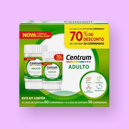 Imagem de Kit Centrum Adulto Multivitamínico de A a Zinco 60 +30 Comprimidos