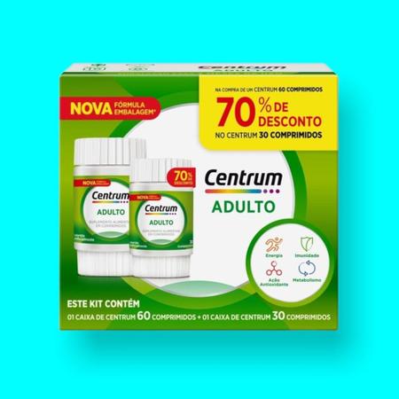 Imagem de Kit Centrum Adulto Multivitamínico de A a Zinco 60 +30 Comprimidos