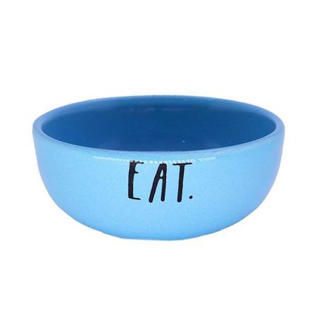 Imagem de Kit Cerâmica Comedouro e Bebedouro Drink e Eat Pet Injet Médio Azul