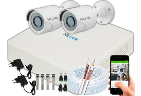 Imagem de Kit Cftv 2 Cameras Full Hd Thc-b120c Hilook Hikvision  Dvr-104g Sem Hd