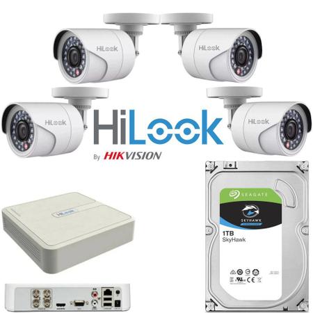 KIT CFTV 4 Câmeras Bullet 1mp B110C HD 1Tb Seagate Skyhawk DVR Gravador HiLook FHD 4 Canais 104G K1 Imagem de KIT CFTV 4 Câmeras Bullet 1mp B110C HD 1Tb Seagate Skyhawk DVR Gravador HiLook FHD 4 Canais 104G K1