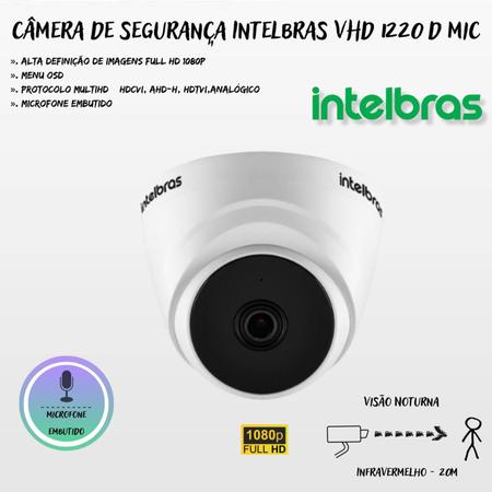 Imagem de Kit Cftv 4 Câmeras Segurança Dome 1220 Full hd com Audio Microfone Dvr Mhdx 1004c Intelbras 1tb