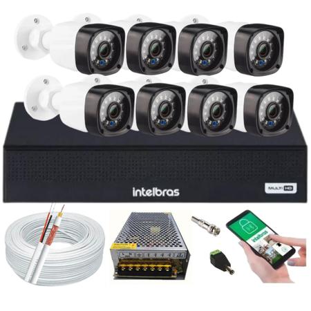 Imagem de Kit Cftv 8 Cameras Segurança Hd Dvr Intelbras full hd