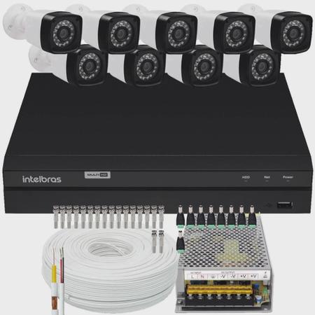 Kit Cftv 9 Câmera Segurança Full Hd 2mp Dvr Intelbras Sem HD - Intelbras/Multitoc Imagem de Kit Cftv 9 Câmera Segurança Full Hd 2mp Dvr Intelbras Sem HD