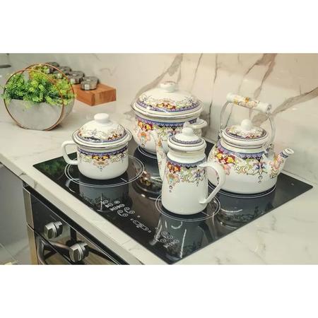 Kit Chá e Café Bule Esmaltado e Chaleira Esmaltada Fogão Gás, Eletrico e Indução Decoração Opcional A5 Importadora Imagem de Kit Chá e Café Bule Esmaltado e Chaleira Esmaltada Fogão Gás, Eletrico e Indução Decoração Opcional A5 Importadora