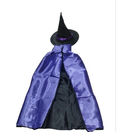 Fantasia Capa de Bruxa Infantil 80cm + Chapéu Halloween