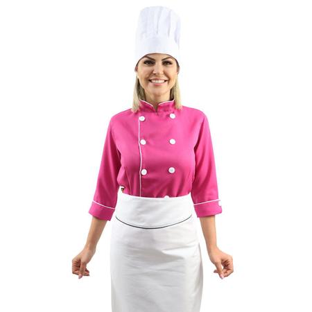 Kit Dolma Chef Manga Longa Feminina Xadrez + Chapéu Chef Cozinheiro Mestre  Branco/Xadrez - Casa dos Uniformes